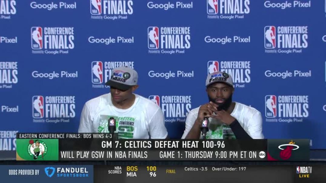 Al Horford &amp;amp; Jaylen Brown Postgame Interview - Game 7 - ECF   2022 NBA Playoffs