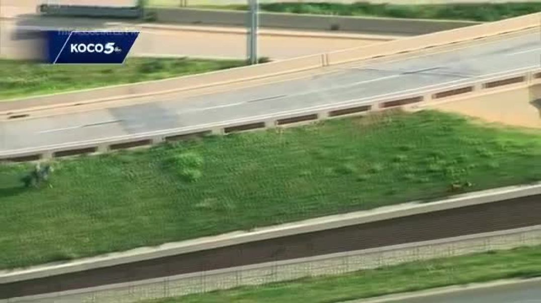⁣Cowboy wrangles cow on busy Oklahoma highway