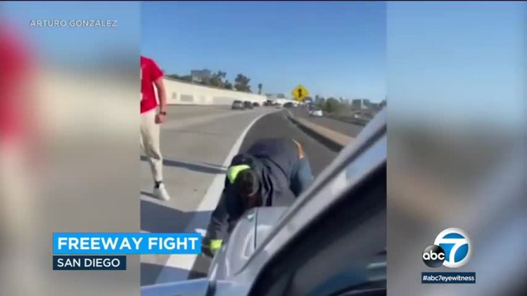 Video Fists fly between 2 drivers on freeway in San Diego after fender bender l ABC7