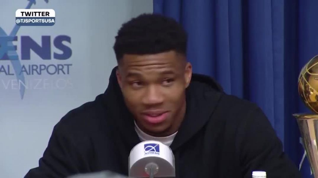 Giannis Antetokounmpo SPEAKING Greek as he shows off NBA trophy in Greece alongside brother Thanasis