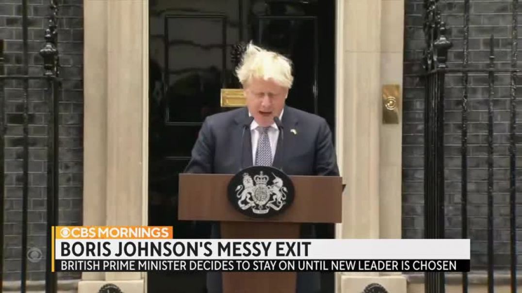 Prime Minister Boris Johnson steps down but remains head of government until new leader is elected