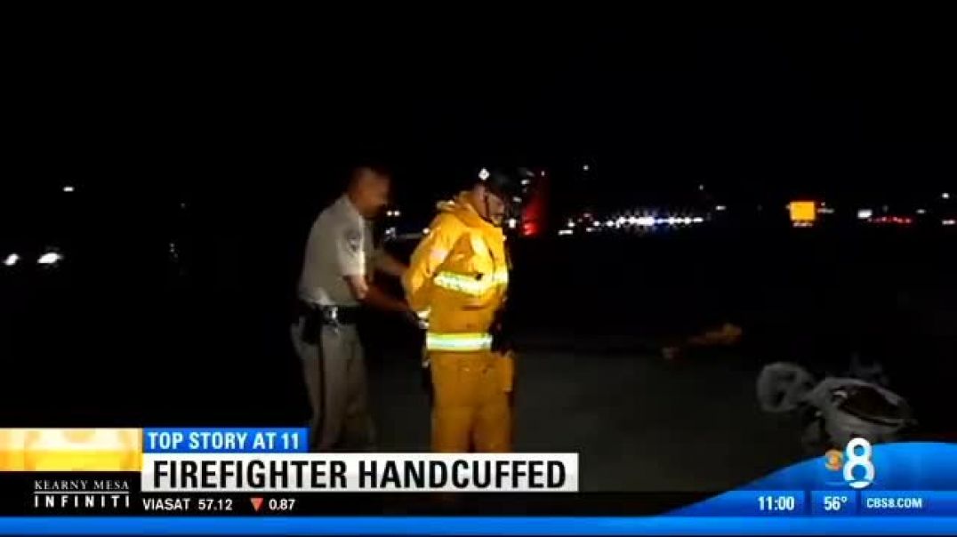 CHP officer handcuffs Chula Vista Firefighter caught on camera by CBS 8