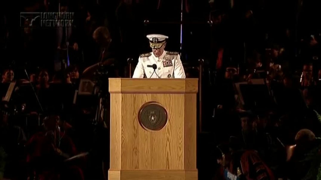 ⁣Admiral McRaven addresses the University of Texas at Austin Class of 2014