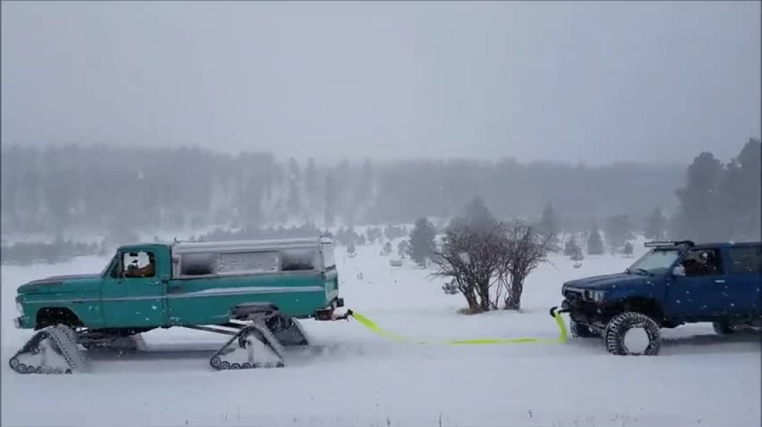 ⁣Tracks vs. Tires in Snow