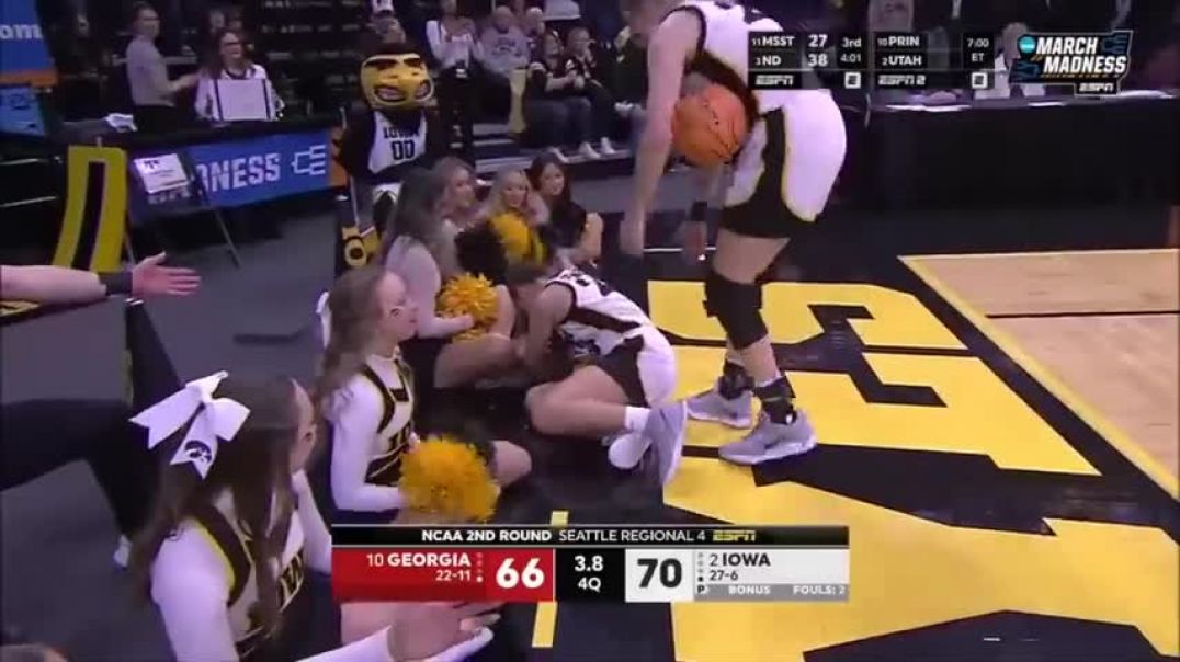 ⁣Caitlin Clark SHOVED DOWN, Back-To-Back INTENTIONAL Fouls By #10 Georgia Closing Out Loss To #2 Iowa