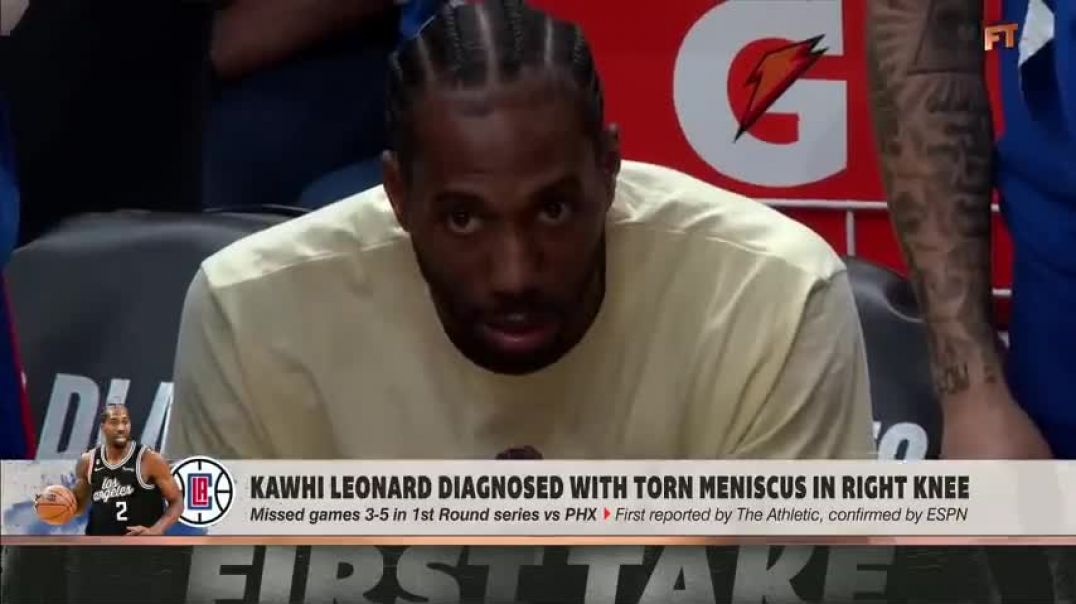 ⁣Kawhi Leonard diagnosed with torn meniscus in right knee   First Take