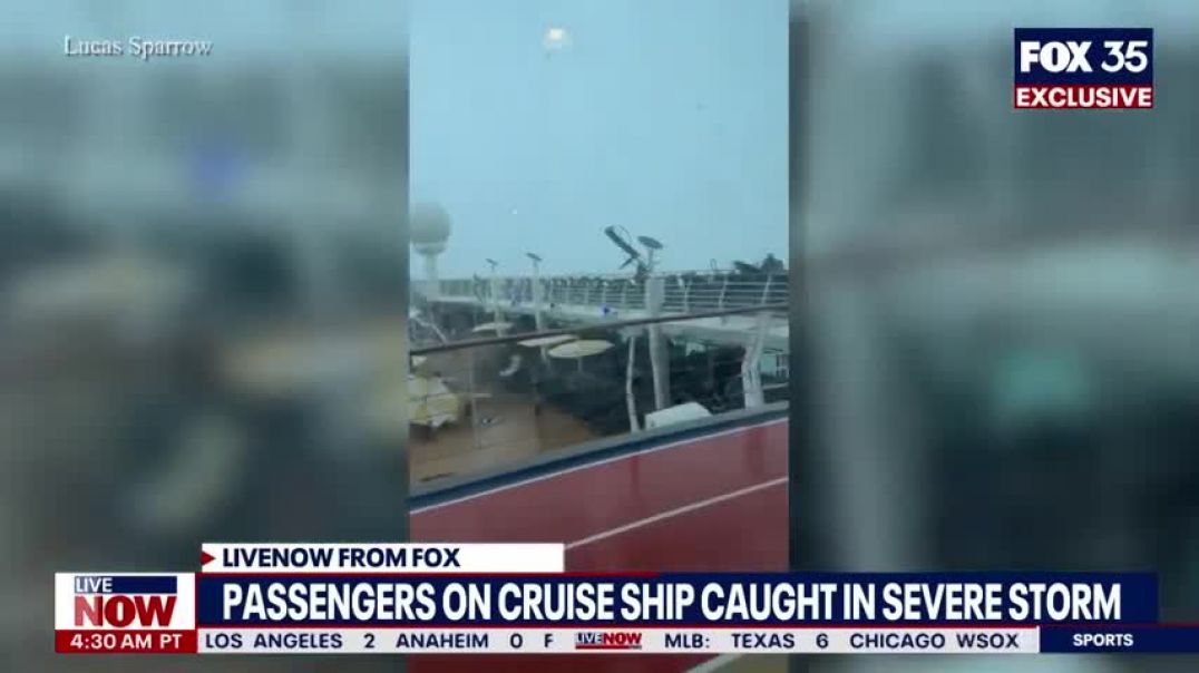 ⁣Flying chairs and debris blasting cruise ship passengers during storm   LiveNOW from FOX
