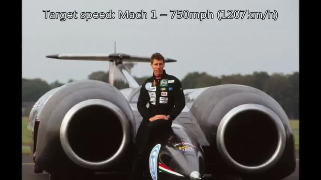 ThrustSSC run 61 (supersonic) - tail view with subtitles and extra information