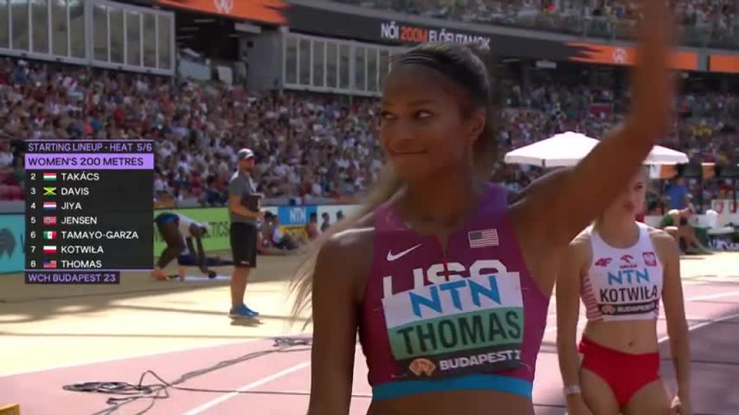 Gabby Thomas CRUISES to 200m heat win at World Championships, advances to semis   NBC Sports