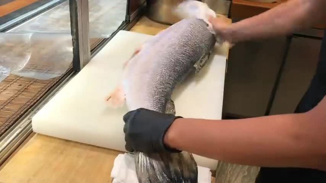 ⁣Salmon Cutting Skills 鮭魚切割技能 - How to Cut a Salmon for Sashimi