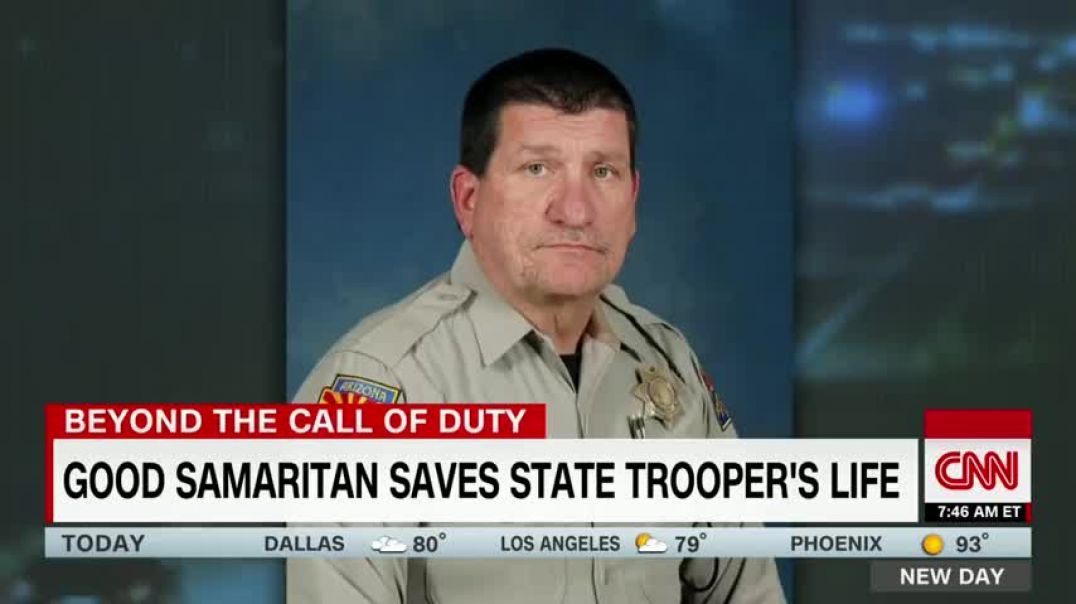 ⁣Good samaritan saves state trooper's life