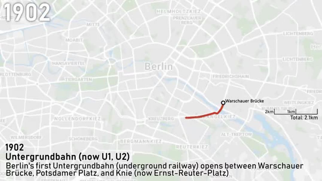 Evolution of the Berlin Rapid Transit (U-Bahn, S-Bahn) 1902-2021 (animation)