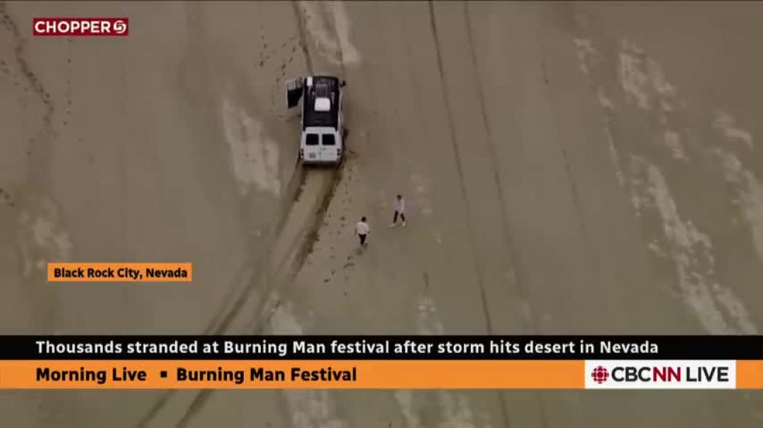 ⁣Thousands remain stranded at Burning Man festival in Nevada desert after rain