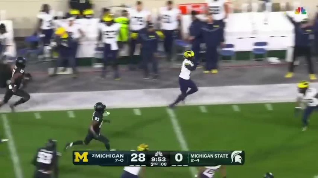 ⁣Michigan State OL Spencer Brown gets ejected for dirty hit vs Michigan