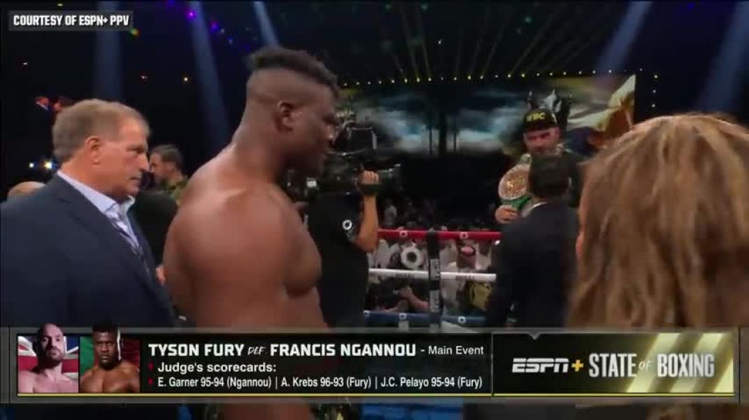 ⁣Tyson Fury and Francis Ngannou react to their split decision   ESPN Ringside