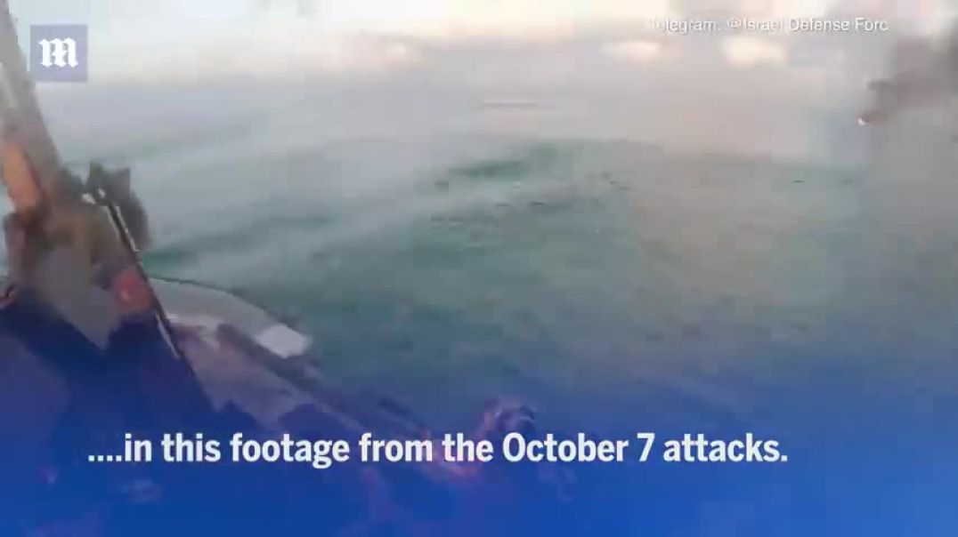 ⁣Israel Navy takes out Hamas terrorists with grenades and machine guns after sinking boat (warning)