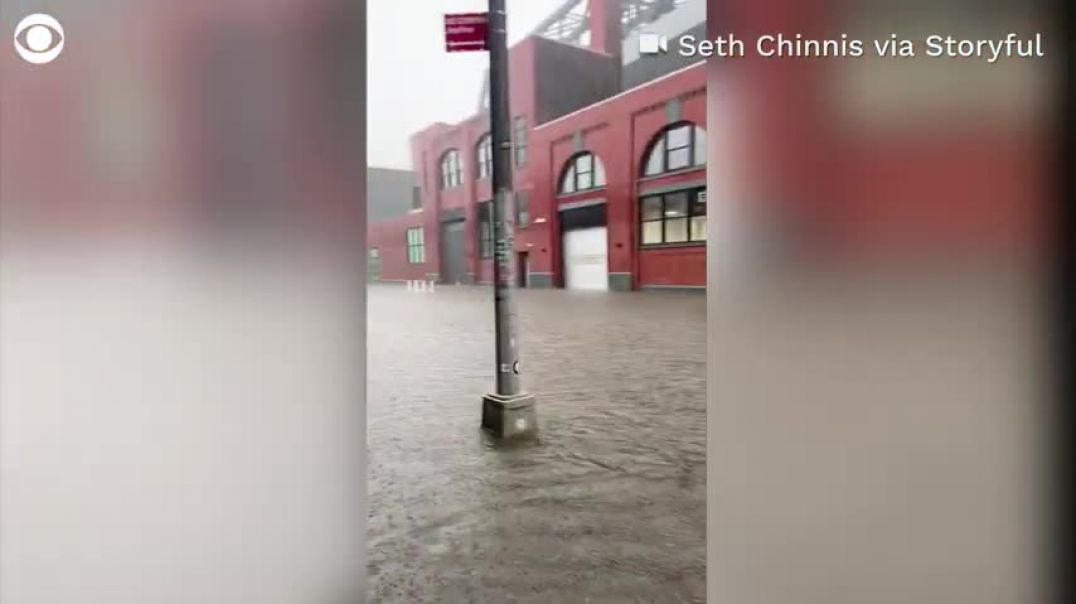 ⁣Videos show New York City flooding, residents wading through rainwater