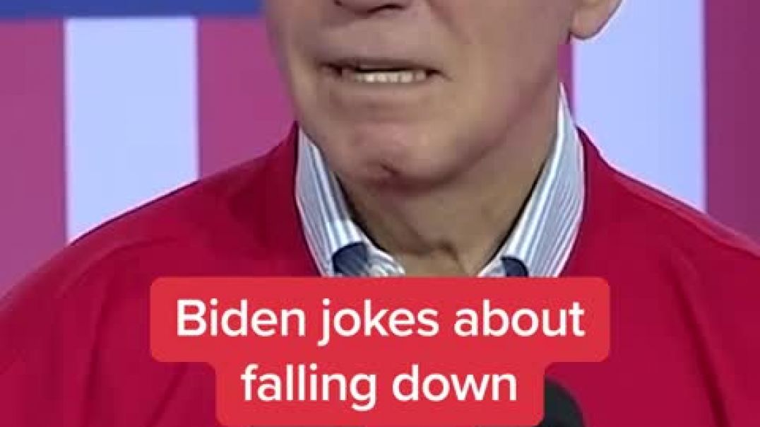 ⁣Biden jokes about falling down