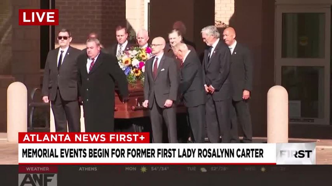 ⁣Secret Service pallbearers transfer Rosalynn Carter's casket into a hearse