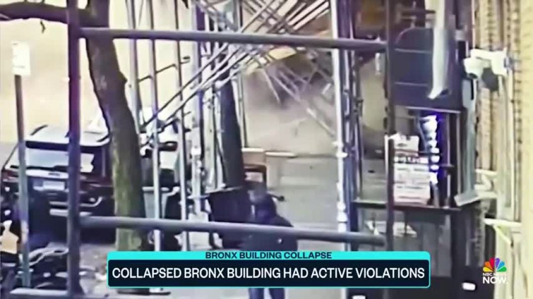 ⁣New footage shows the moment a New York building collapses