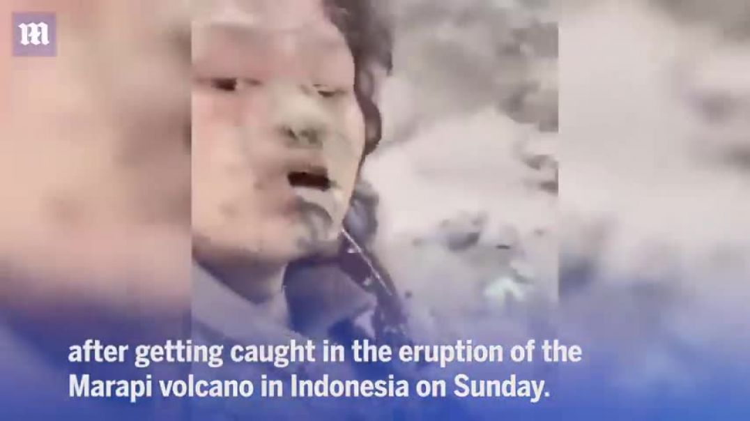 ⁣Terrified volcano survivors escape alive after eruption of Marapi volcano in Indonesia