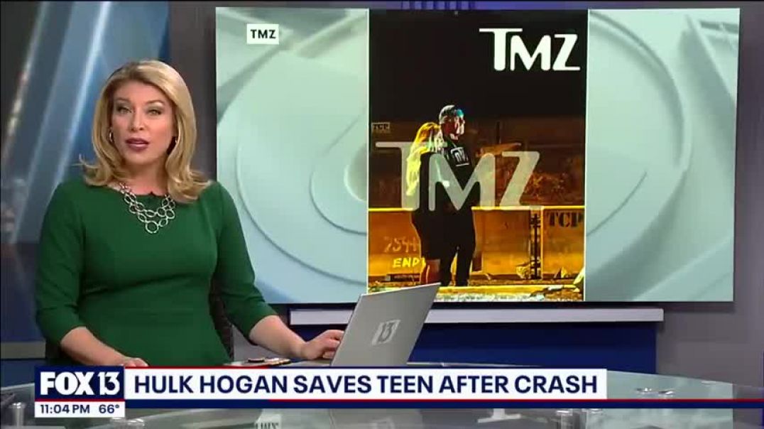 ⁣Hulk Hogan rescues teenage girl from flipped car in Tampa