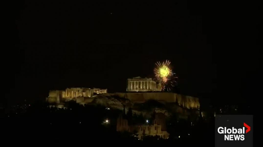 New Year's 2024: Athens' Acropolis illuminated by colourful fireworks display