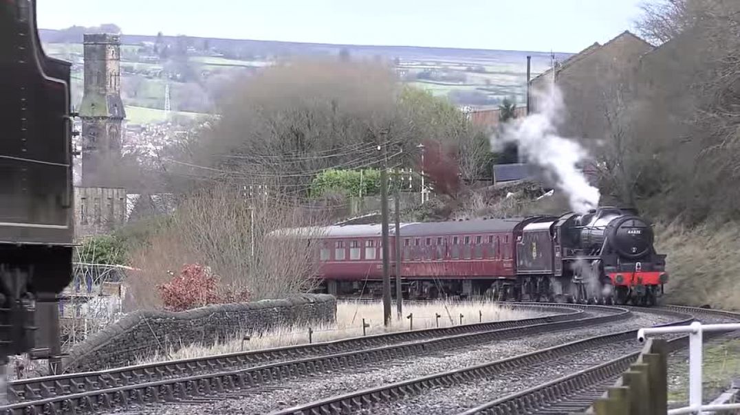 New Years Eve, Triple Black Fives in action, 44871, 45407, 45212 - Keighley, Worth Valley Railway