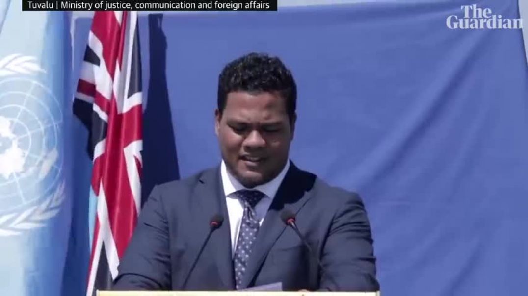 ⁣We are sinking: Tuvalu minister gives Cop26 speech standing in water to highlight sea level rise