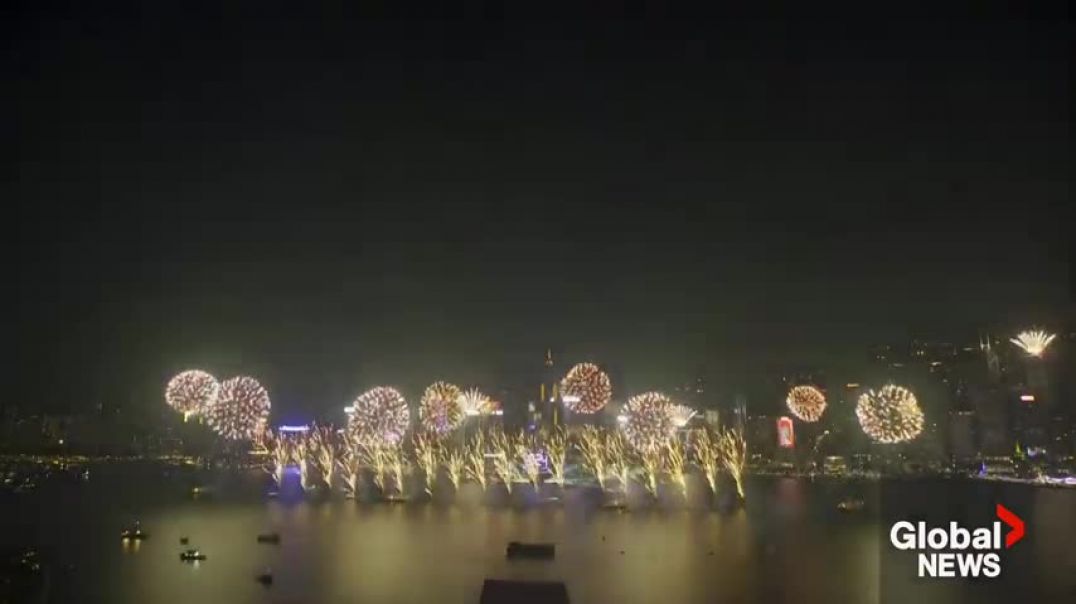 ⁣New Year's 2024: Hong Kong shows off biggest fireworks display to date