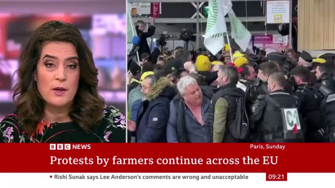 ⁣Farmers set fires in Brussels ahead of Agriculture Ministers meeting   BBC News