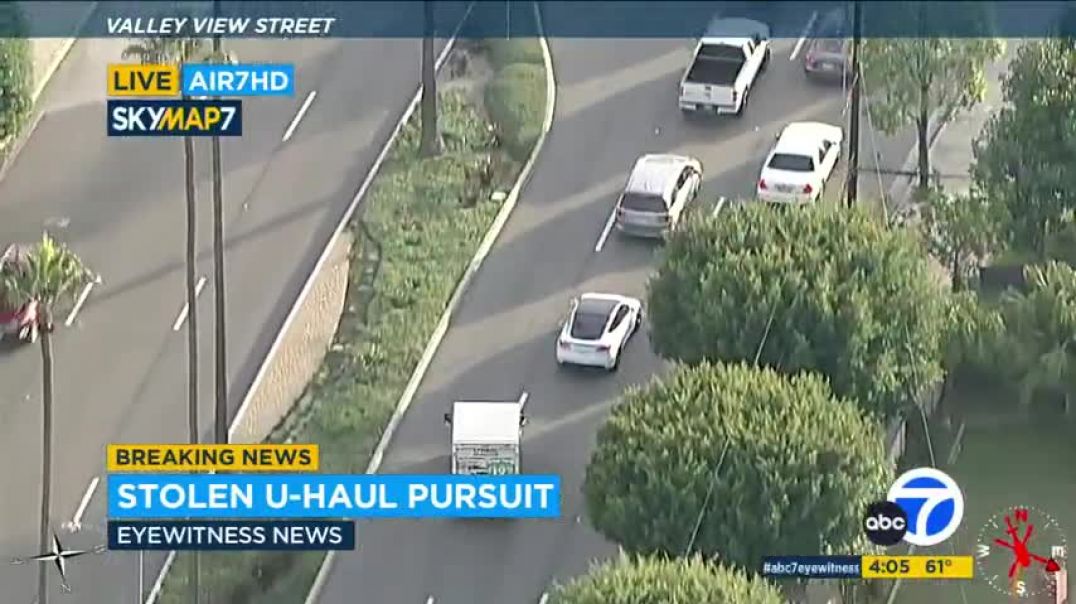 ⁣FULL CHASE Police chase stolen U-Haul truck in Orange County