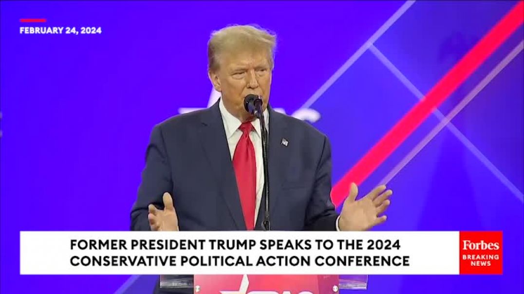 ⁣Trump Makes CPAC Crowd Laugh Doing Mean Impression Of Biden Trying To Get Off Stage