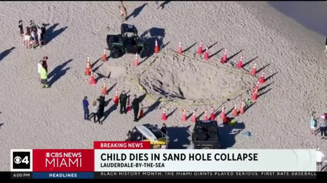 ⁣Girl dead, boy hospitalized after falling into beach sand hole in Lauderdale-by-the-Sea