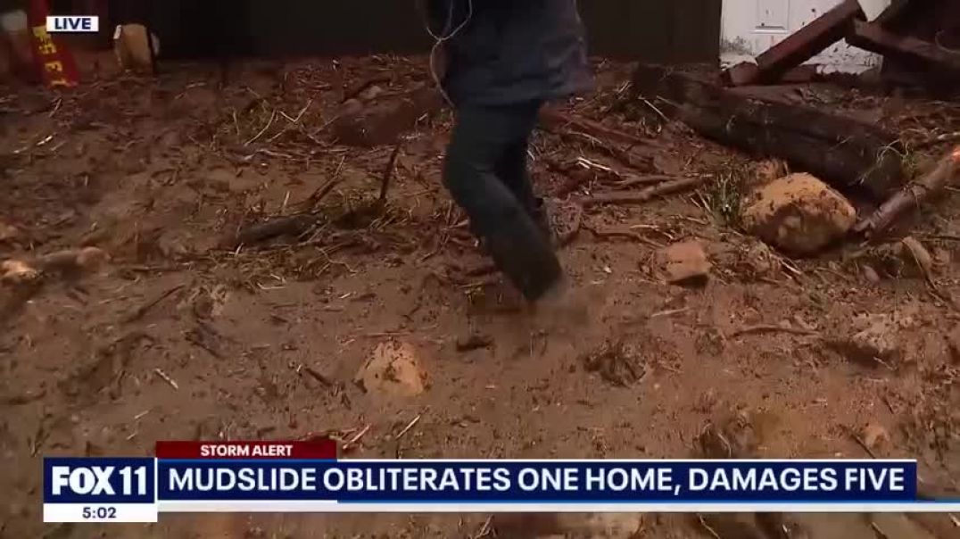 ⁣California storm causes mudslide, destroying Beverly Crest home