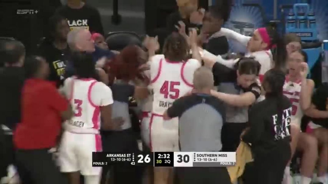 ⁣5 players, 3 fans ejected after huge melee in Arkansas State-Southern Miss   ESPN College Basketball