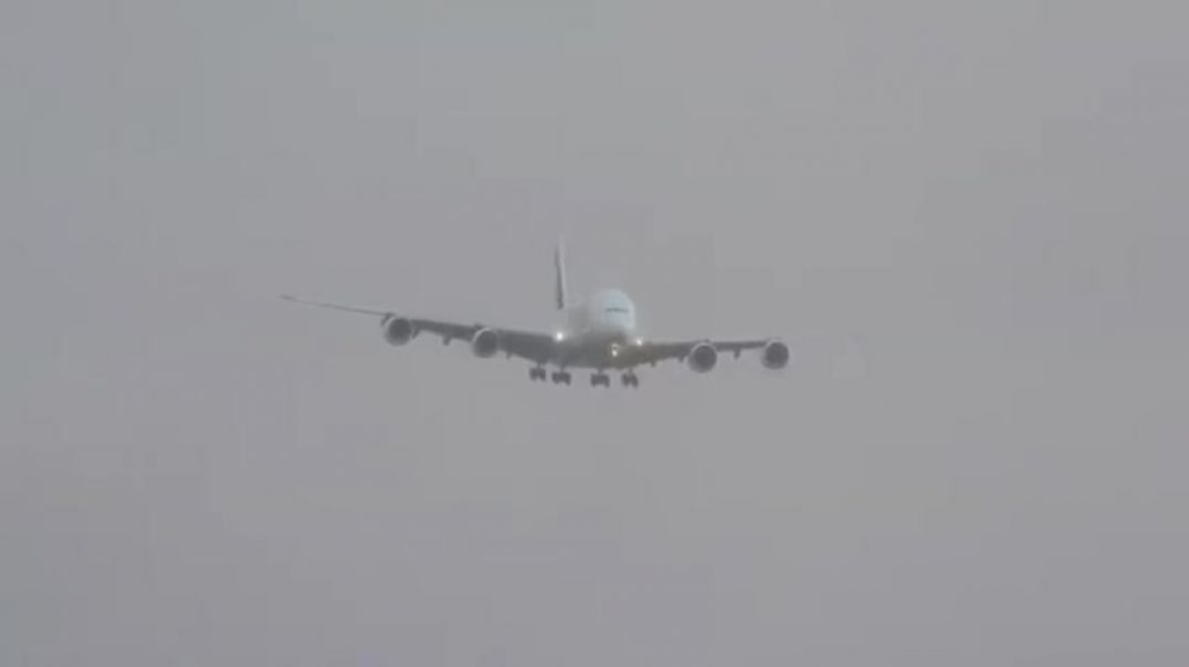 JAW DROPPING  A380 Double GO AROUND & 3 Attempts to land during  STORM PIA