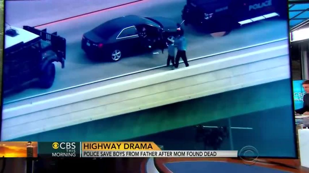 ⁣Drama on California freeway as police rescue boys from father