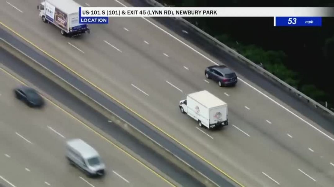 ⁣Police chase ends with possibly stolen truck sideswiping another car