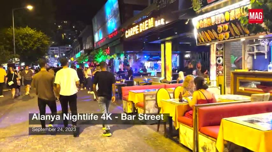 Alanya Bar Street A bustling hive of nightlife and good times in 4K #Alanya #Streetwalk #Nightlife