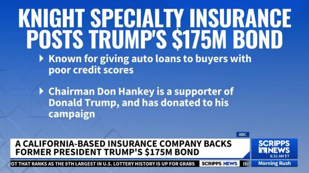 ⁣Knight Speciality Insurance Company backs Trump's $175M bond