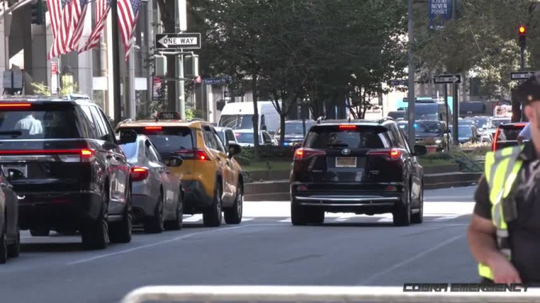⁣Big motorcade for Benjamin Netanyahu exiting Biden's hotel; Secret Service, SWAT & ambo