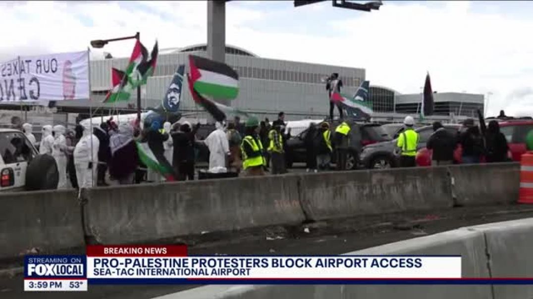 Pro-Palestine protesters block Sea-Tac Airport access   FOX 13 Seattle