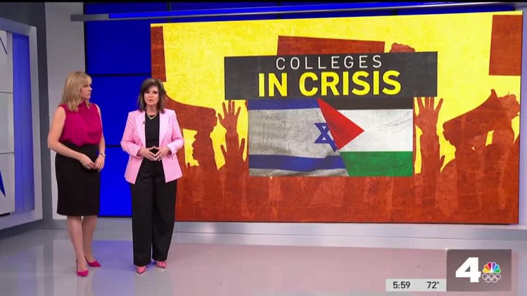 ⁣Pro-Palestinian grad students rally outside of USC