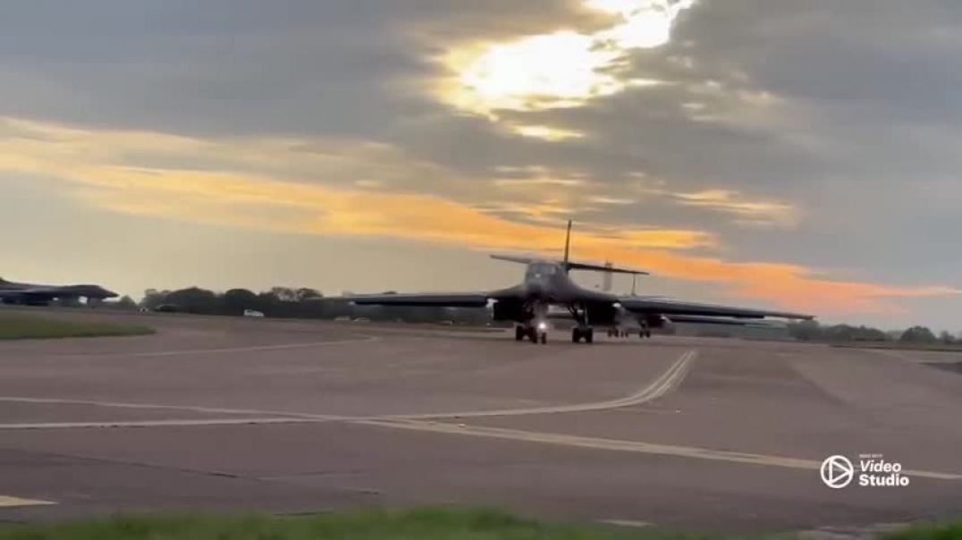 2 B1 bombers taking off from RAF Fairford
