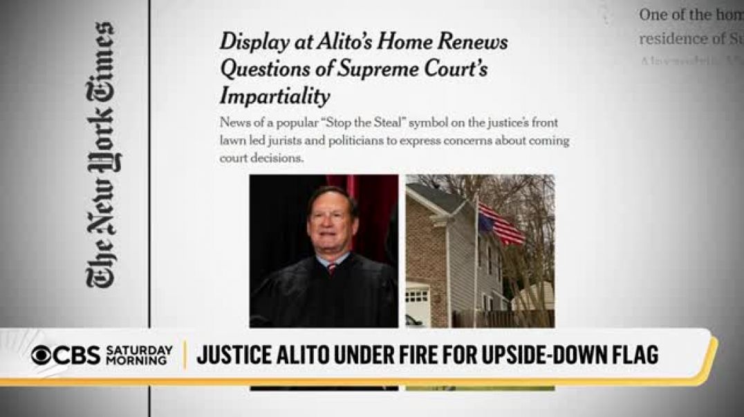 ⁣Supreme Court Justice Samuel Alito faces scrutiny over upside down U.S. flag outside his home