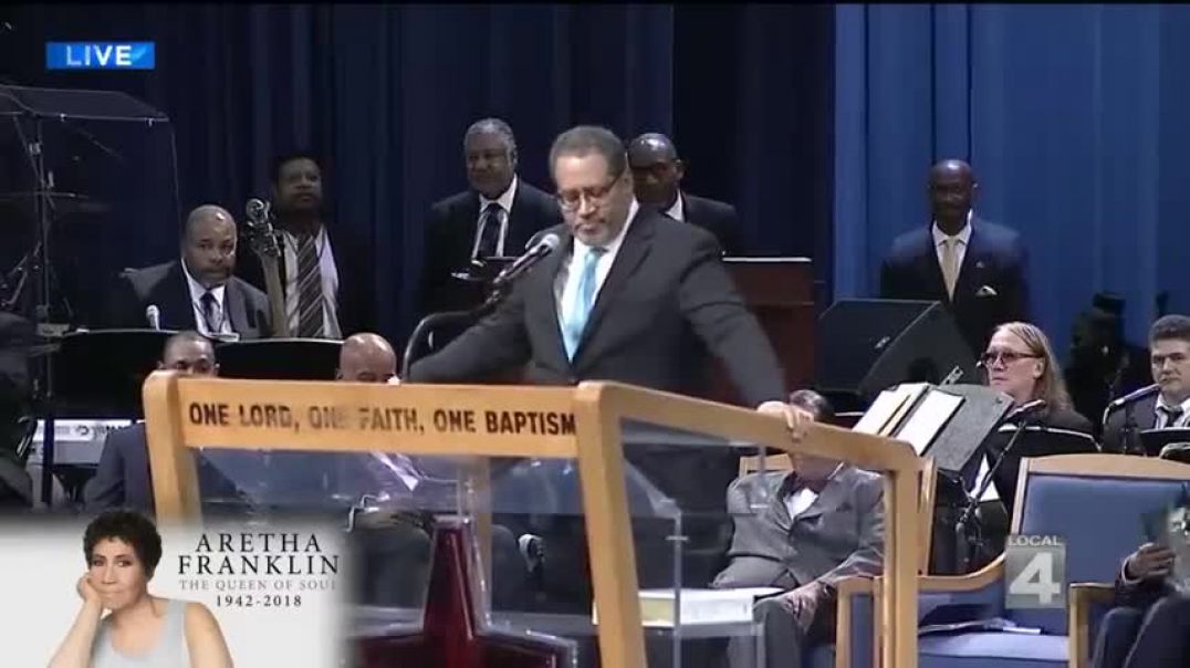 ⁣Michael Eric Dyson speaks at Aretha Franklin funeral service