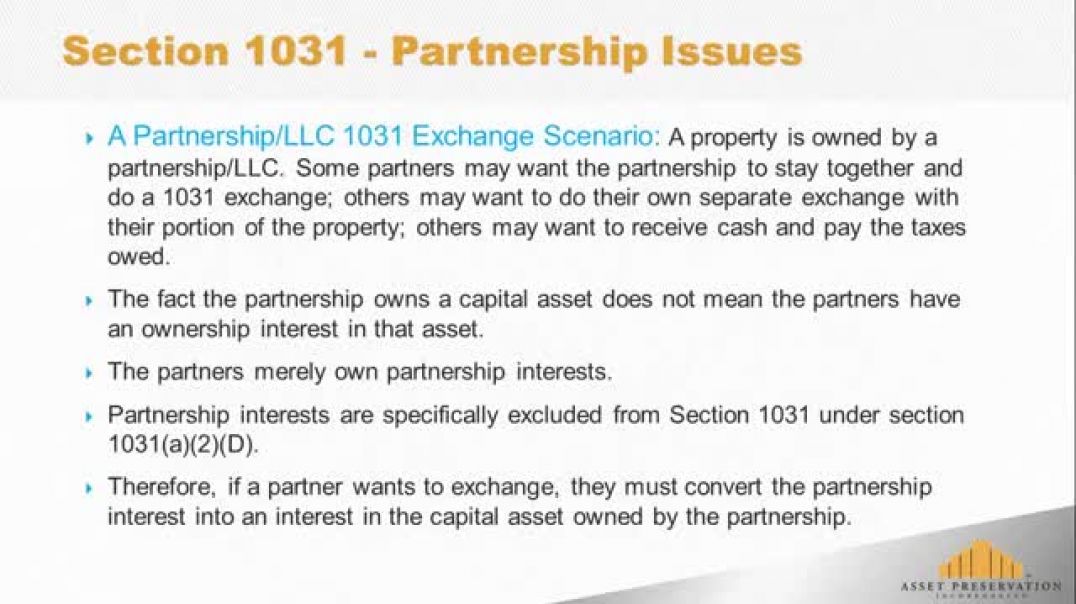 ⁣LLC Partnership Issues in a 1031 Exchange   FAQ   Asset Preservation, Inc