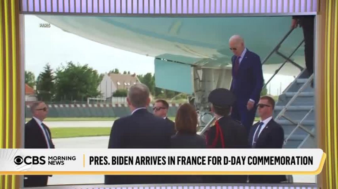 ⁣Biden arrives in France for D-Day commemoration