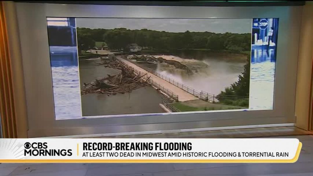 ⁣At least 2 killed, dam breached and bridge toppled in Midwest floods